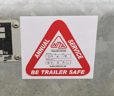 Trailer Servicing  - NTTA trusted workshop Annual Service Sticker